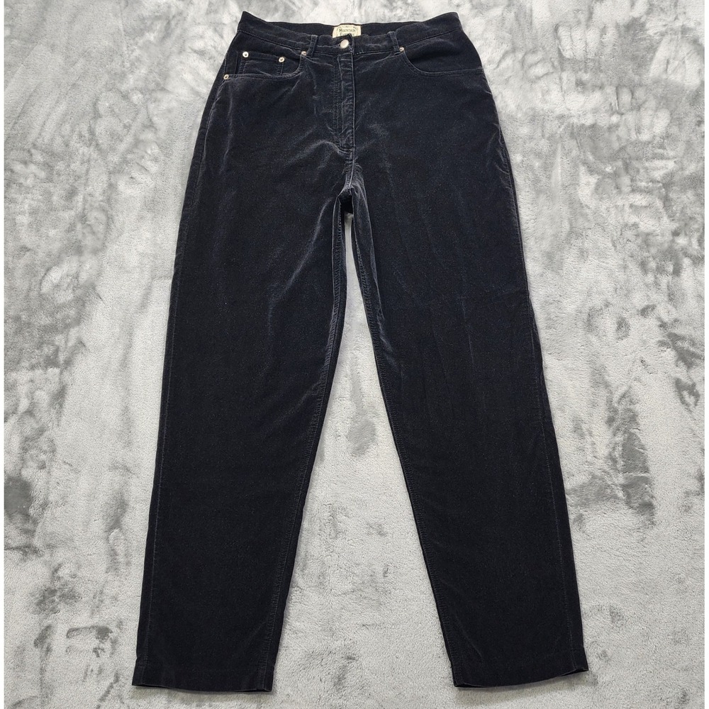 Vintage Mountain Express Jeans Womens 12 Black Velvet Velour High Rise‎ Tapered